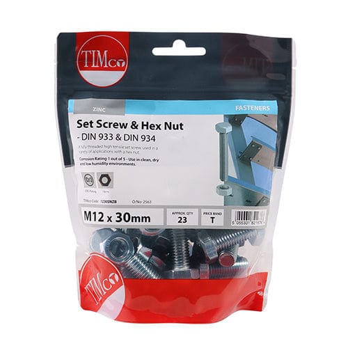 TIMCO Fasteners & Fixings TIMCO Set Screws DIN933 Grade 8.8 & Hex Nut DIN934 Silver