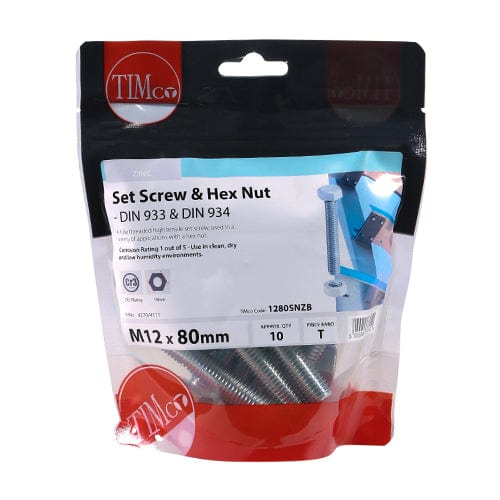 TIMCO Fasteners & Fixings TIMCO Set Screws DIN933 Grade 8.8 & Hex Nut DIN934 Silver