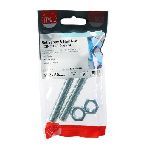 TIMCO Fasteners & Fixings TIMCO Set Screws DIN933 Grade 8.8 & Hex Nut DIN934 Silver