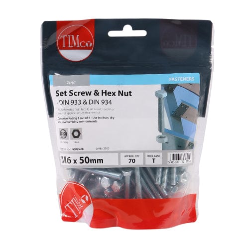 TIMCO Fasteners & Fixings TIMCO Set Screws DIN933 Grade 8.8 & Hex Nut DIN934 Silver