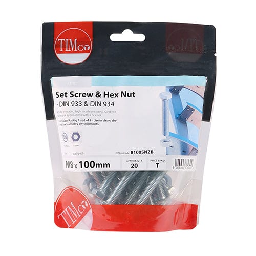 TIMCO Fasteners & Fixings TIMCO Set Screws DIN933 Grade 8.8 & Hex Nut DIN934 Silver