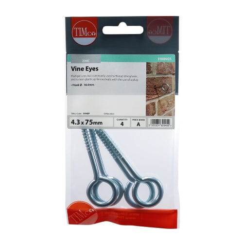 TIMCO Fasteners & Fixings TIMCO Vine Eyes Silver