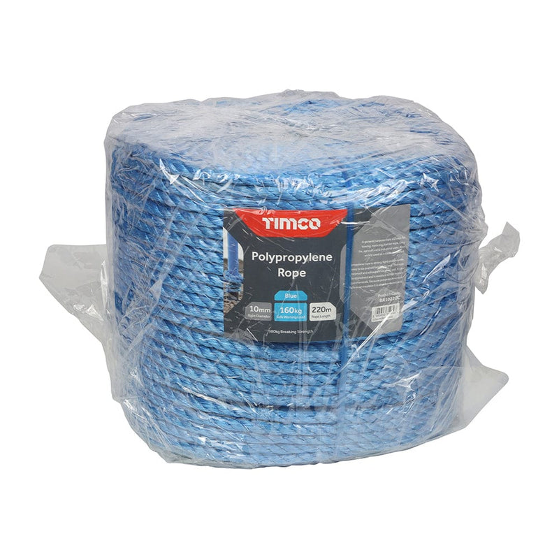 TIMCO Hand Tools 10mm x 220m TIMCO Blue Polypropylene Rope Long Coil