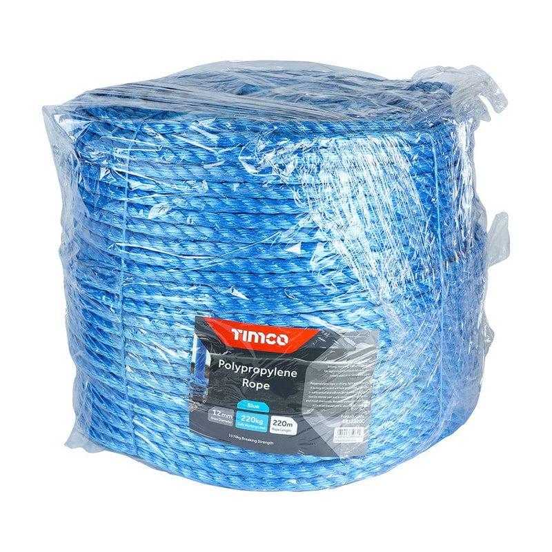 TIMCO Hand Tools 12mm x 220m TIMCO Blue Polypropylene Rope Long Coil