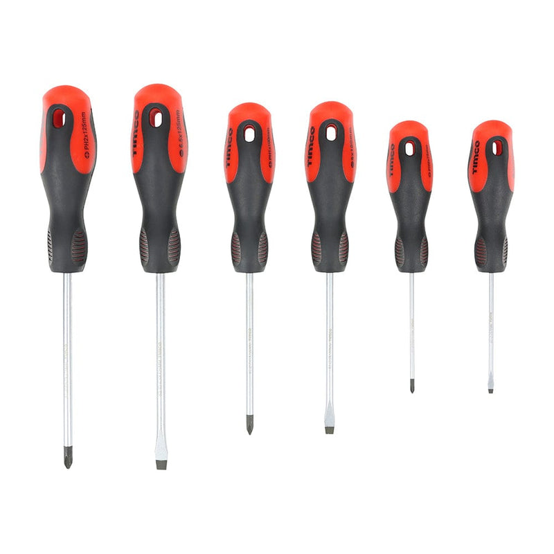 TIMCO Hand Tools Timco Screwdriver Set, Slotted And Phillips Screwdrivers With Magnetic Tips, Ergonomic Anti-Slip Handles - Pack Qty - 1 Ea