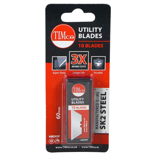 TIMCO Hand Tools 60 x 19 x 0.6 / 10 / Blister Pack TIMCO Utility Knife Blade