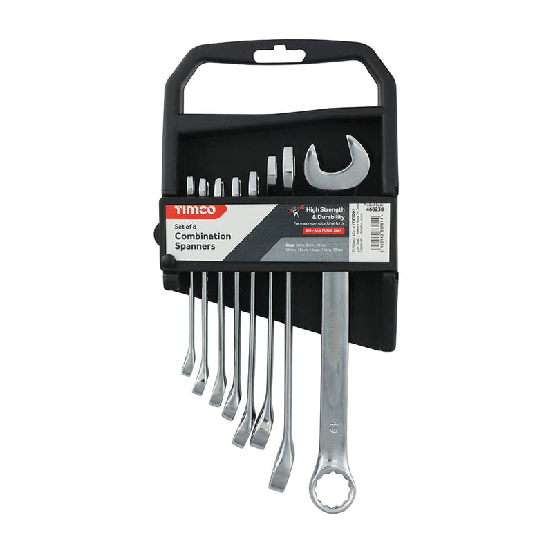 TIMCO Hand Tools 8 Piece Timco Combination Spanner Set - Metric Drop Forged Chrome Vanadium, 6Mm To 32Mm - Pack Qty - 1 Ea