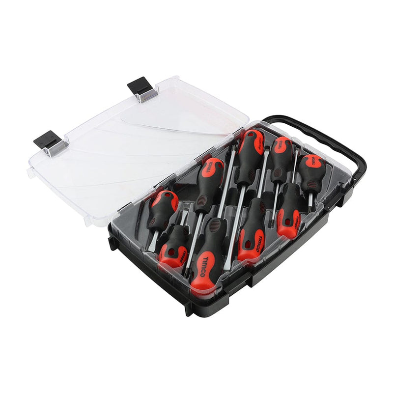 TIMCO Hand Tools 9 Pieces Timco Screwdriver Set, Slotted And Phillips Screwdrivers With Magnetic Tips, Ergonomic Anti-Slip Handles - Pack Qty - 1 Ea