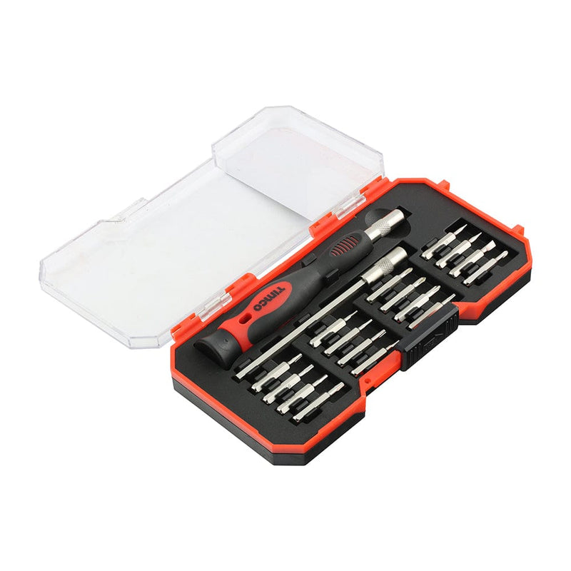 TIMCO Hand Tools Timco Precision Srewdriver And Bit Set, Premium Soft Grip Handle With Interchangable Driver Bits For Multiple Intricate Fastener Applications In A Hard Plastic Case - 18 Pieces - Pack Qty - 1 Ea