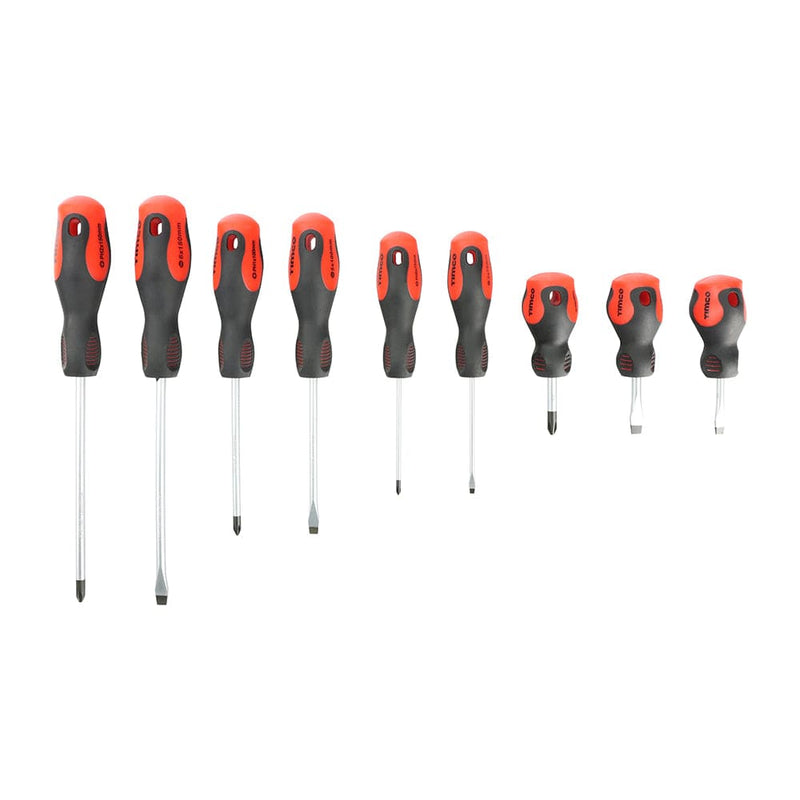 TIMCO Hand Tools Timco Screwdriver Set, Slotted And Phillips Screwdrivers With Magnetic Tips, Ergonomic Anti-Slip Handles - Pack Qty - 1 Ea