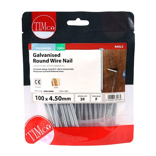 TIMCO Nails 100 x 4.50 / 0.5 / TIMbag TIMCO Round Wire Nail Galvanised