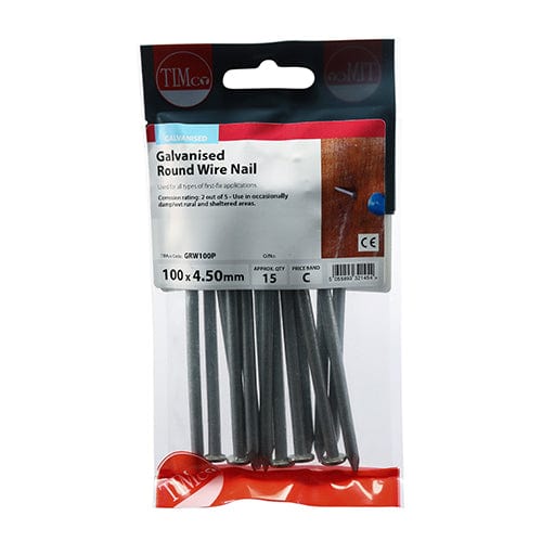 TIMCO Nails 100 x 4.50 / 15 / TIMpac TIMCO Round Wire Nail Galvanised