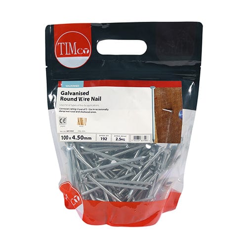 TIMCO Nails 100 x 4.50 / 2.5 / TIMbag TIMCO Round Wire Nail Galvanised