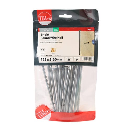 TIMCO Nails 125 x 5.60 / 0.5 / TIMbag TIMCO Round Wire Nails Bright