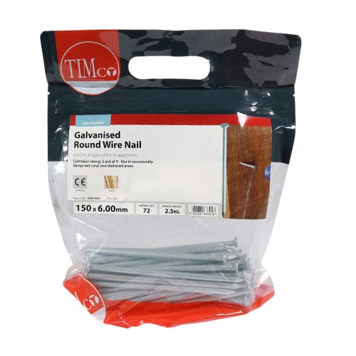 TIMCO Nails 150 x 6.00 / 2.5 / TIMbag TIMCO Round Wire Nail Galvanised