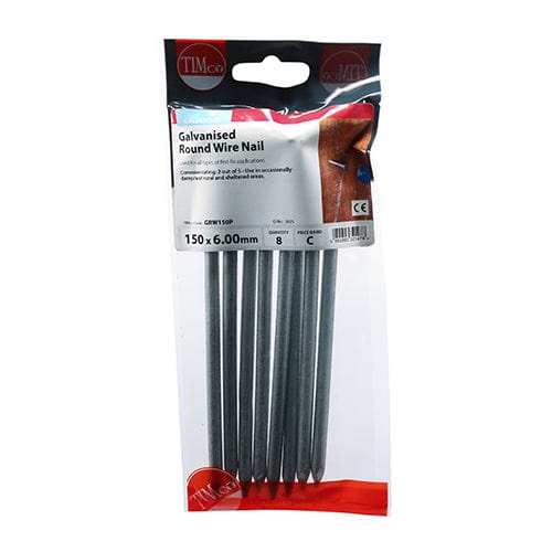 TIMCO Nails 150 x 6.00 / 8 / TIMpac TIMCO Round Wire Nail Galvanised