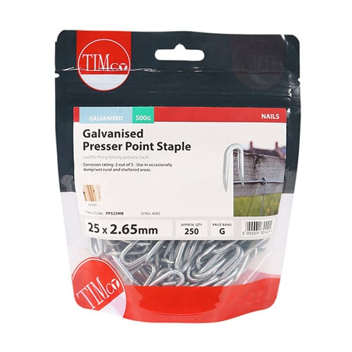 TIMCO Nails 25 x 2.65 / 0.5 / TIMbag TIMCO Presser Point Staples Galvanised