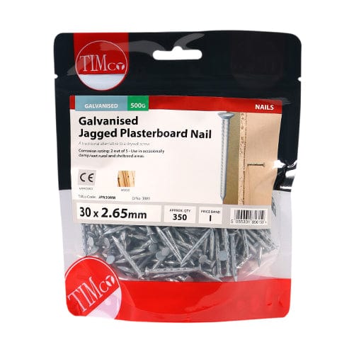 TIMCO Nails 30 x 2.65 / 0.5 / TIMbag TIMCO Jagged Plasterboard Nails Galvanised