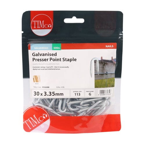 TIMCO Nails 30 x 3.35 / 0.5 / TIMbag TIMCO Presser Point Staples Galvanised