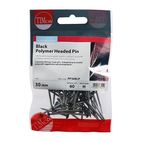 Timco Polymer Headed Pins A4 Stainless Steel Black