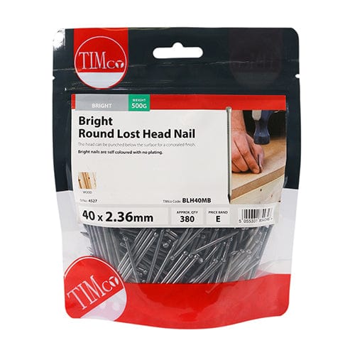 TIMCO Nails 40 x 2.36 / 0.5 / TIMbag TIMCO Round Lost Head Nails Bright