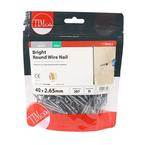 TIMCO Nails 40 x 2.65 / 0.5 / TIMbag TIMCO Round Wire Nails Bright