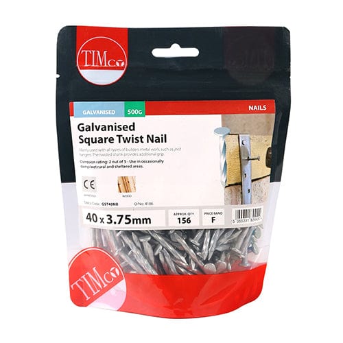 TIMCO Nails 40 x 3.75 / 0.5 / TIMbag TIMCO Square Twist Nails Galvanised