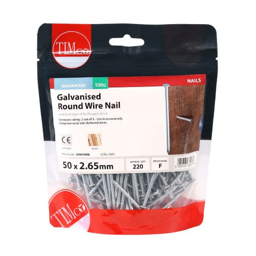 TIMCO Nails 50 x 2.65 / 0.5 / TIMbag TIMCO Round Wire Nail Galvanised