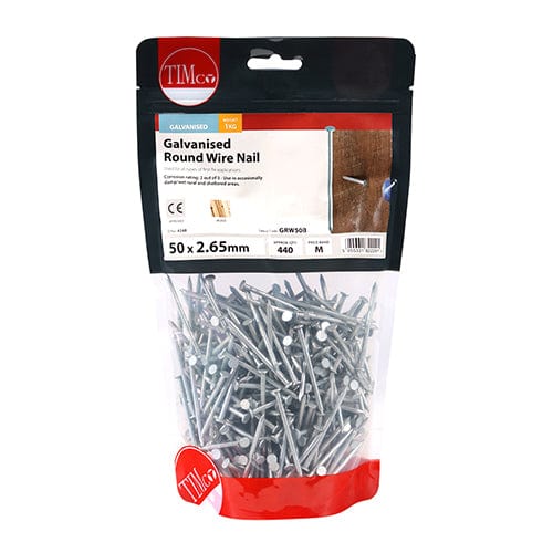 TIMCO Nails 50 x 2.65 / 1 / TIMbag TIMCO Round Wire Nail Galvanised