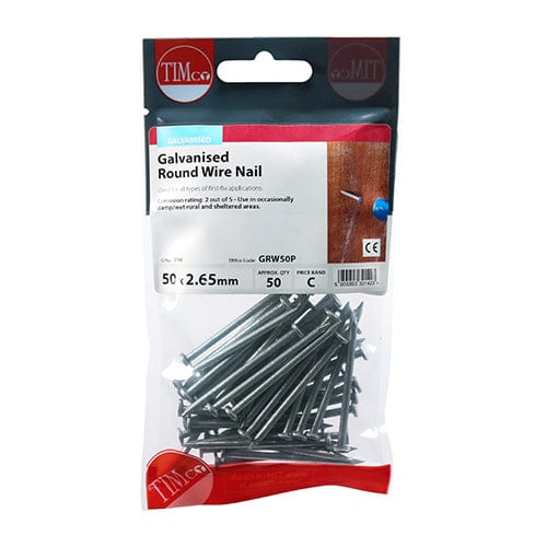 TIMCO Nails 50 x 2.65 / 50 / TIMpac TIMCO Round Wire Nail Galvanised