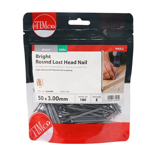 TIMCO Nails 50 x 3.00 / 0.5 / TIMbag TIMCO Round Lost Head Nails Bright
