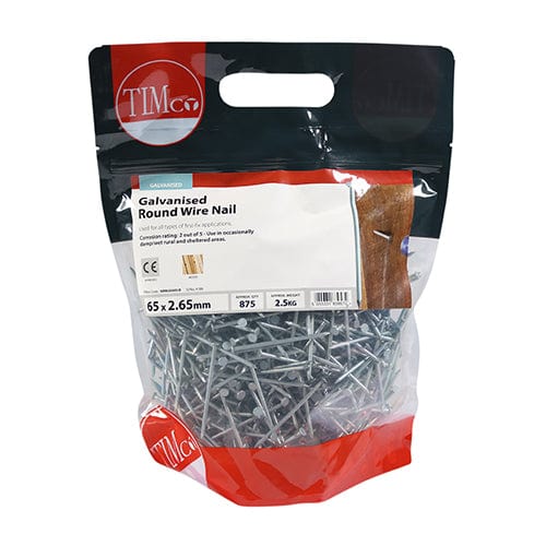 TIMCO Nails 65 x 2.65 / 2.5 / TIMbag TIMCO Round Wire Nail Galvanised