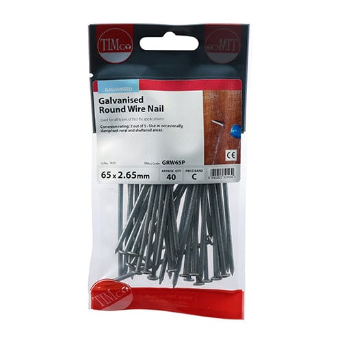 TIMCO Nails 65 x 2.65 / 40 / TIMpac TIMCO Round Wire Nail Galvanised