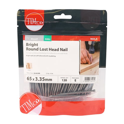 TIMCO Nails 65 x 3.35 / 0.5 / TIMbag TIMCO Round Lost Head Nails Bright