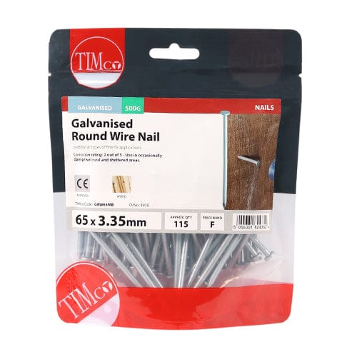 TIMCO Nails 65 x 3.35 / 0.5 / TIMbag TIMCO Round Wire Nail Galvanised