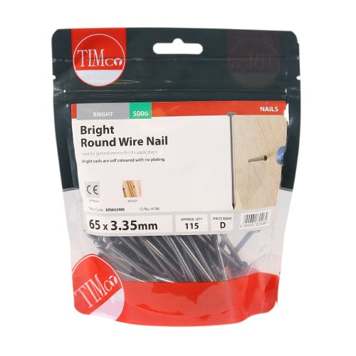 TIMCO Nails 65 x 3.35 / 0.5 / TIMbag TIMCO Round Wire Nails Bright