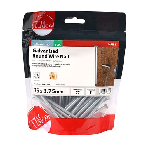 TIMCO Nails 75 x 3.75 / 0.5 / TIMbag TIMCO Round Wire Nail Galvanised
