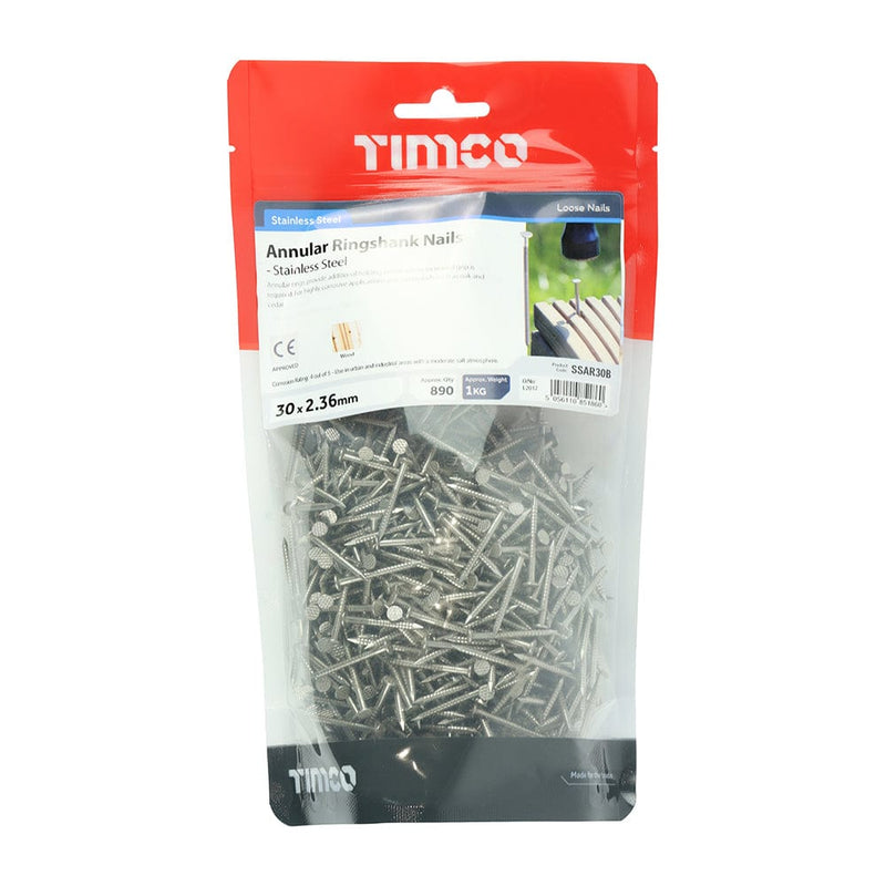 TIMCO Nails TIMCO Annular Ringshank Nails A2 Stainless Steel