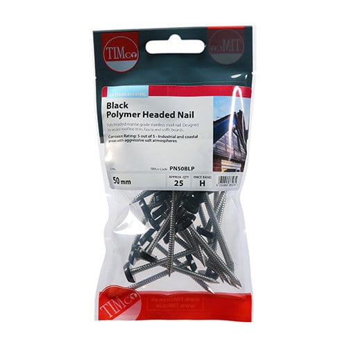 TIMCO Nails TIMCO Polymer Headed Nails A4 Stainless Steel Black - 50mm
