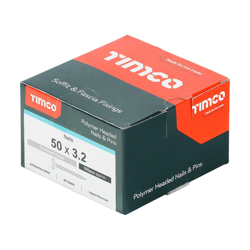 TIMCO Nails TIMCO Polymer Headed Nails A4 Stainless Steel Chartwell Green