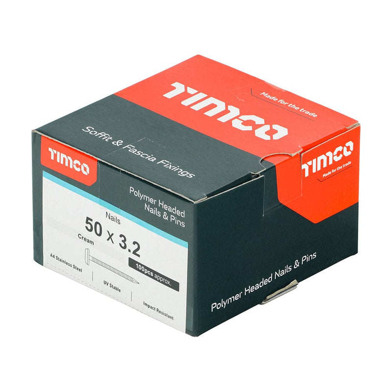 TIMCO Nails TIMCO Polymer Headed Nails A4 Stainless Steel Cream