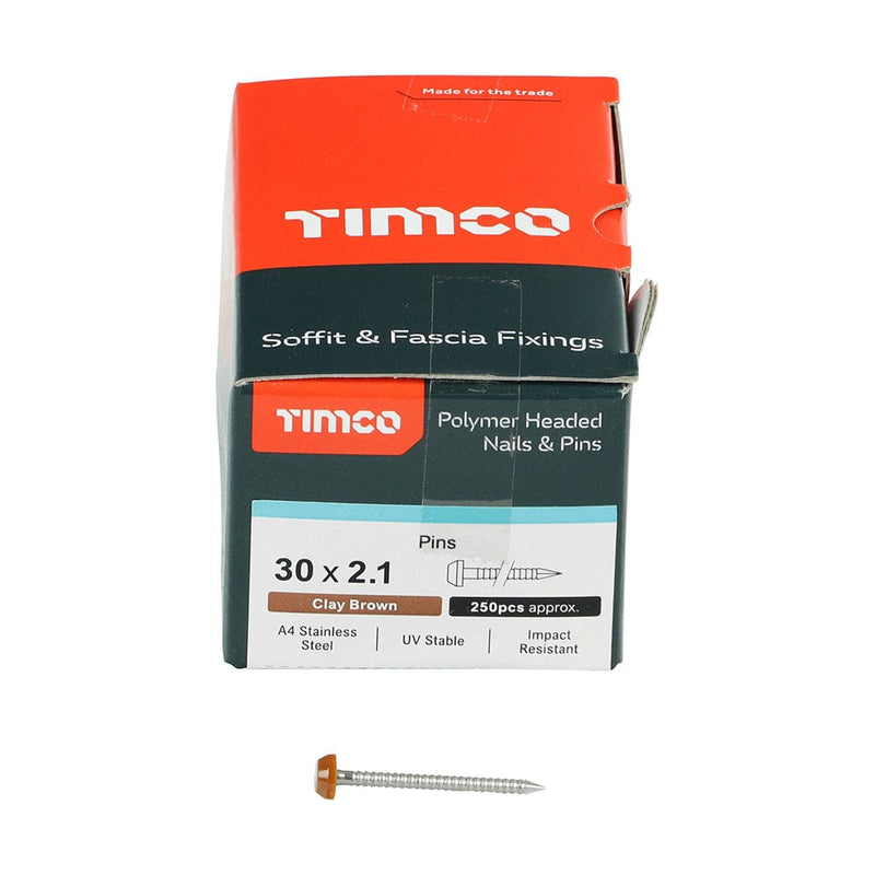 TIMCO Nails TIMCO Polymer Headed Pin A4 Stainless Steel Clay Brown