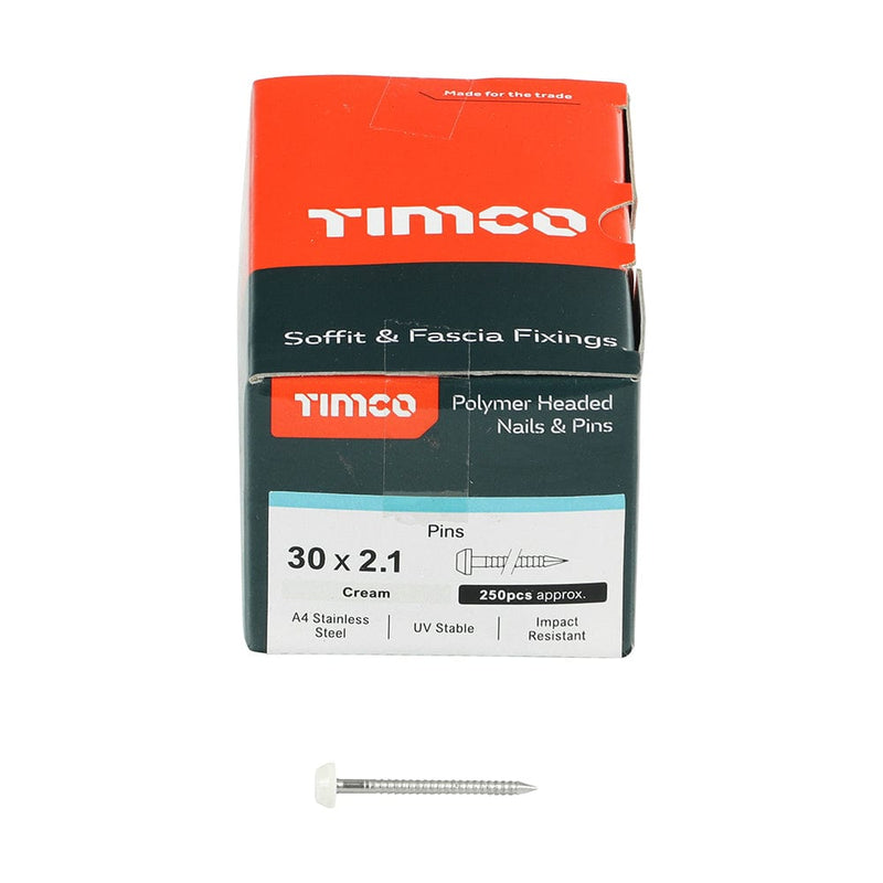 TIMCO Nails TIMCO Polymer Headed Pin A4 Stainless Steel Cream