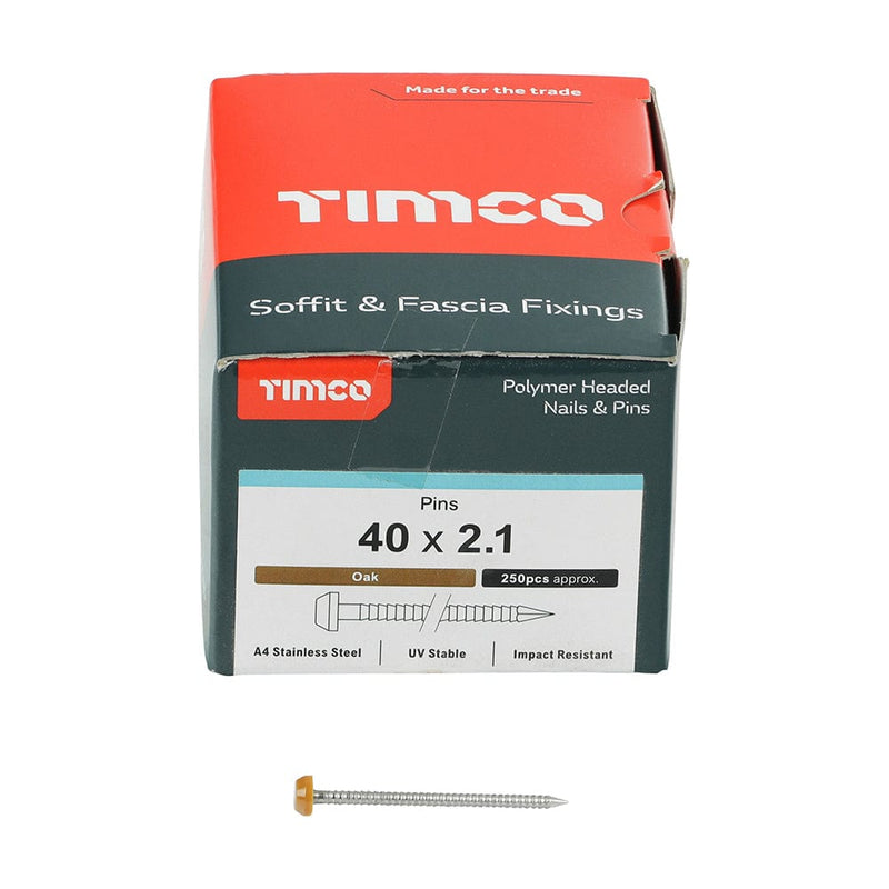TIMCO Nails TIMCO Polymer Headed Pins A4 Stainless Steel Oak