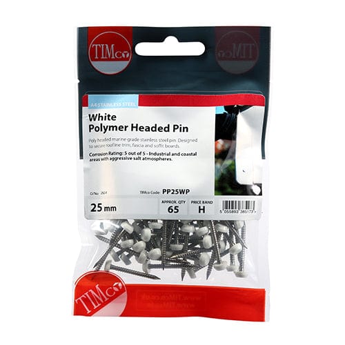 TIMCO Nails TIMCO Polymer Headed Pins A4 Stainless Steel White