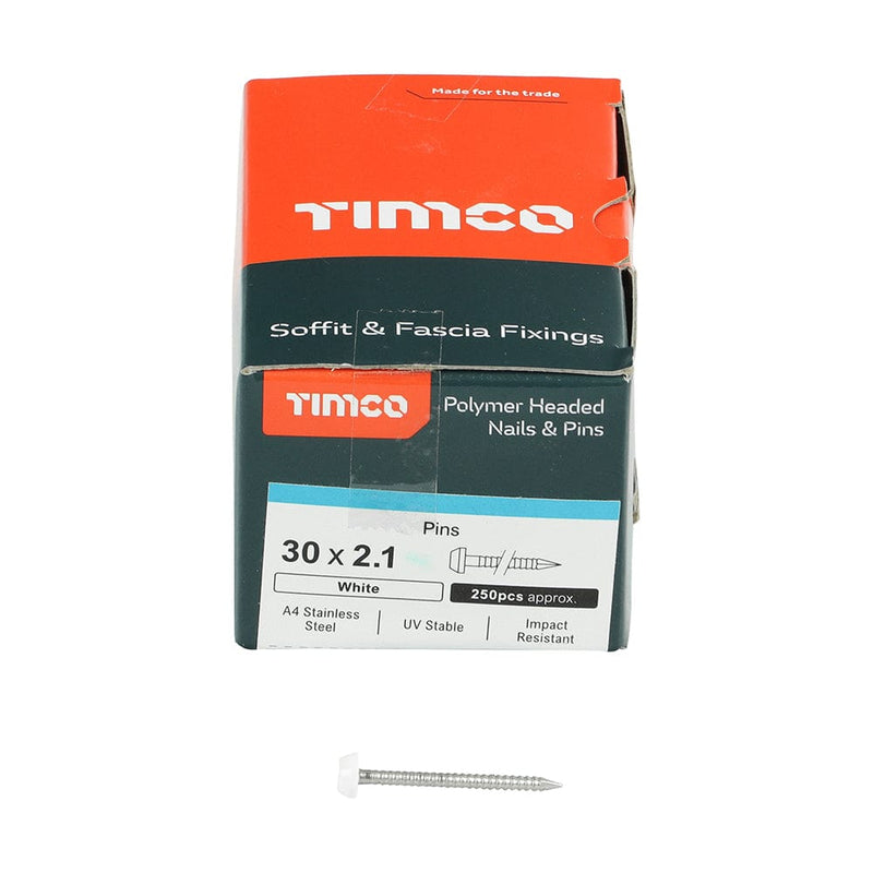 TIMCO Nails TIMCO Polymer Headed Pins A4 Stainless Steel White