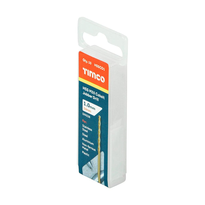 TIMCO Powertool Accessories 1.0mm / 10 / Tube TIMCO Ground Jobber Drills - Cobalt M35