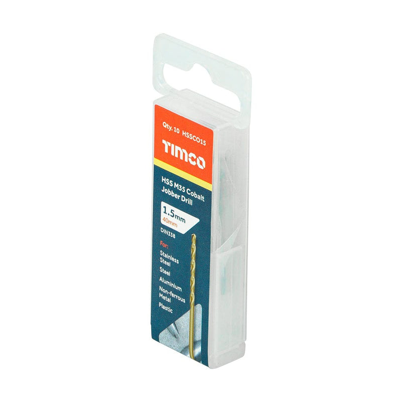 TIMCO Powertool Accessories 1.5mm / 10 / Tube TIMCO Ground Jobber Drills - Cobalt M35