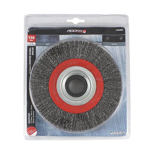 TIMCO Powertool Accessories 150mm TIMCO Wheel Brush with Plastic Reducer Set Crimped Steel Wire