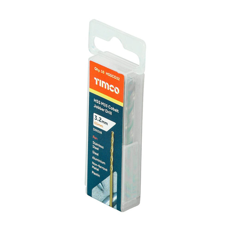 TIMCO Powertool Accessories 3.2mm / 10 / Tube TIMCO Ground Jobber Drills - Cobalt M35